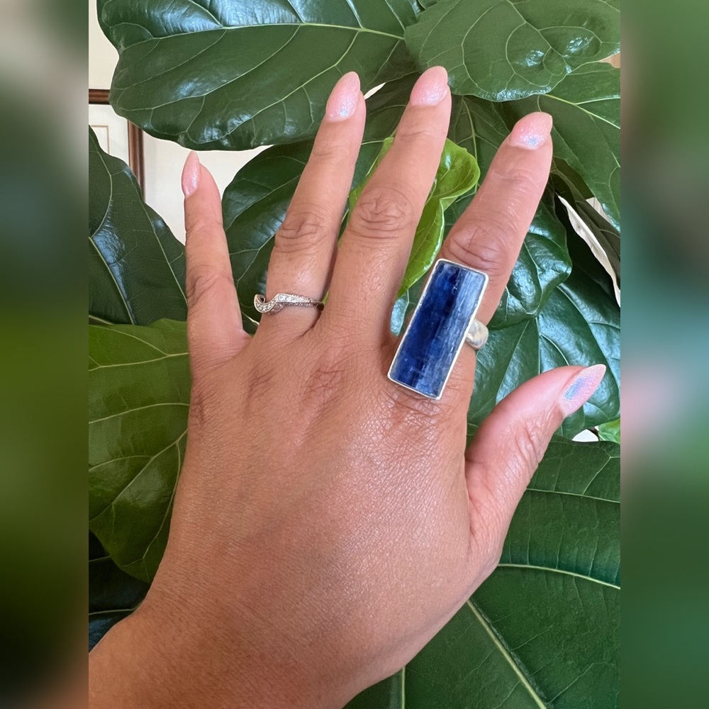 Charles Albert Kyanite Statement Ring Blue Sterling silver adjustable